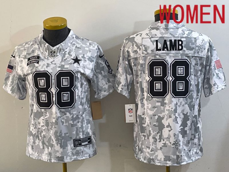 Women Dallas Cowboys #88 Lamb Nike Arctic Camo 2024 Salute to Service Limited NFL Jersey style 4